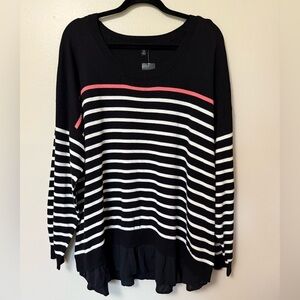 Torrid NEW Black and White coral cotton nautical Striped pullover Sweater size 3